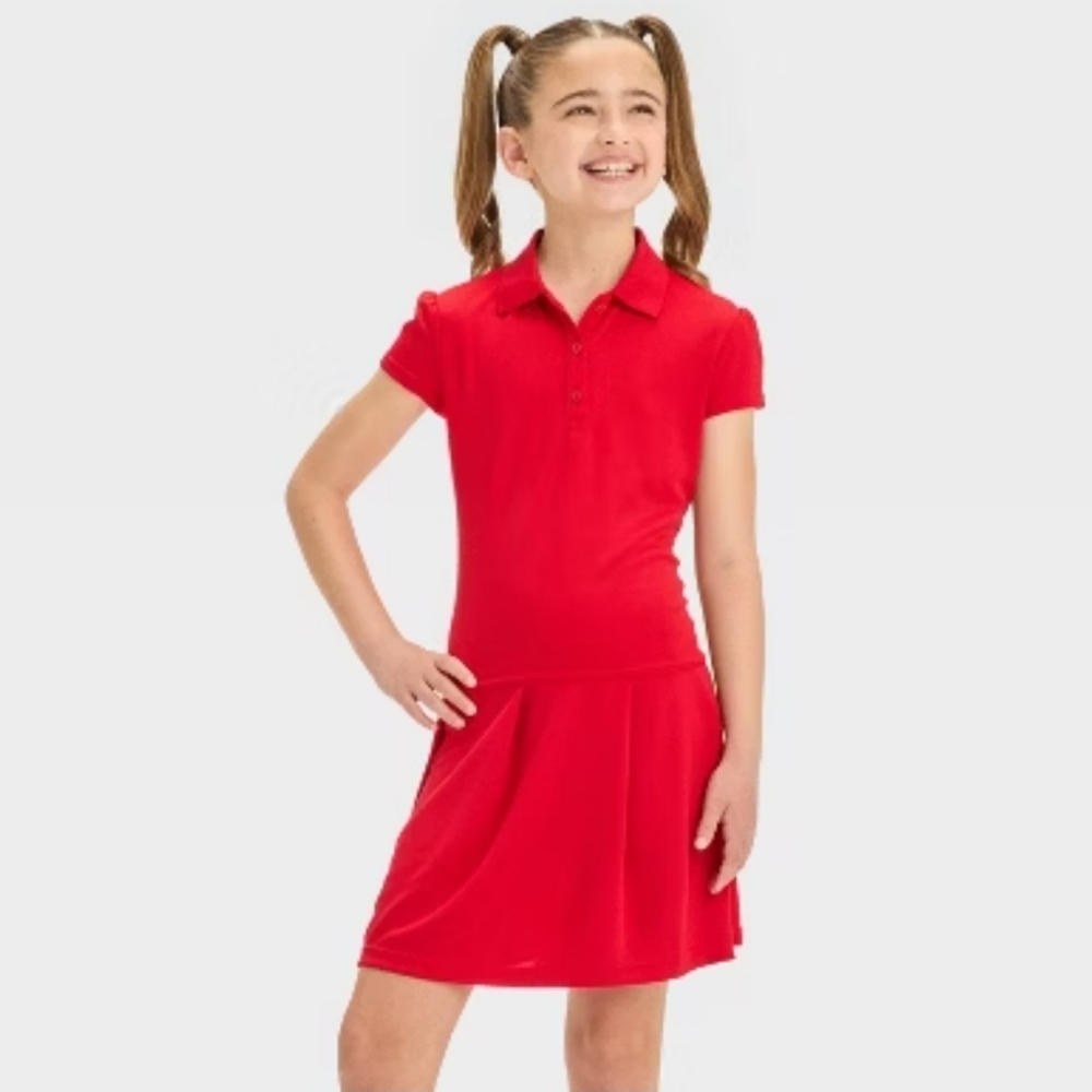 Cat & Jack Girls' Short Sleeve Performance Uniform Dress
